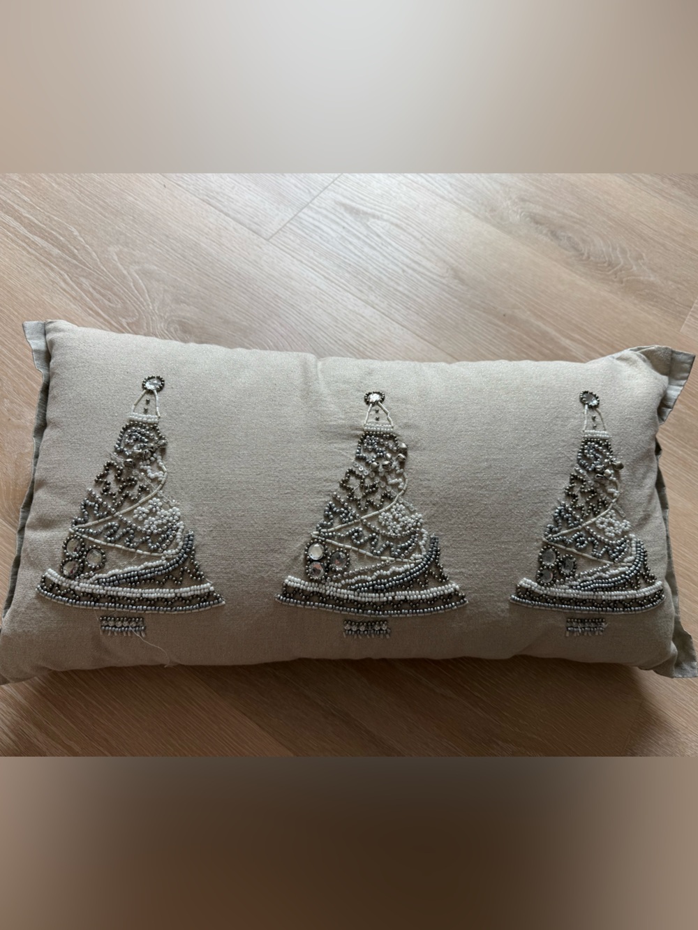 Beaded Tree Accent Pillow - Neutral